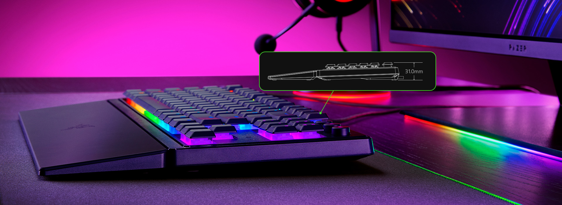 Tastatura Gaming RAZER Ornata V3 TKL, RGB, USB, Layout US, negru